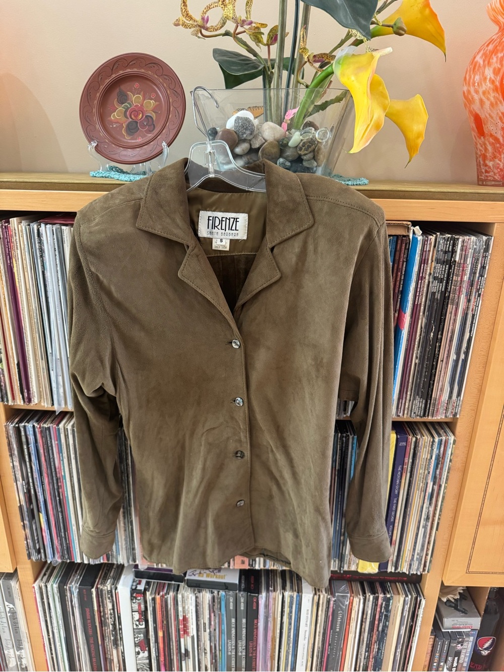PRICE DROP: VTG,NW/OT TAUPE LAMBSKIN SUEDE SHIRT by FIRENZE SANTA BARBARA, S